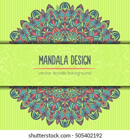 Tribal mandala design set. Vintage decorative elements. Ornamental business cards. Oriental, vector illustration. nature motifs. Doodle ornaments.