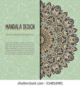 Tribal mandala design set. Vintage decorative elements. Ornamental business cards. Oriental, vector illustration. nature motifs. Doodle ornaments.