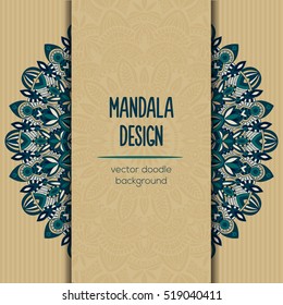 Tribal mandala design set. Vintage decorative elements. Ornamental business cards. Oriental, vector illustration. nature motifs. Doodle ornaments.