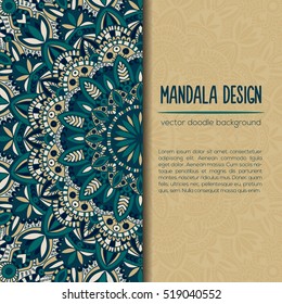 Tribal mandala design set. Vintage decorative elements. Ornamental business cards. Oriental, vector illustration. nature motifs. Doodle ornaments.