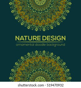 Tribal mandala design set. Vintage decorative elements. Ornamental business cards. Oriental, vector illustration. nature motifs. Doodle ornaments.