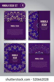 Tribal mandala design set. Vintage decorative elements. Ornamental business cards. Oriental, vector illustration. nature motifs. Doodle ornaments.