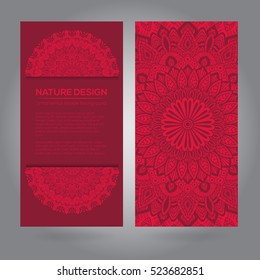 Tribal mandala design set. Vintage decorative elements. Ornamental business cards. Oriental, vector illustration. nature motifs. Doodle ornaments.