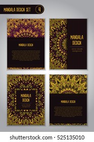Tribal mandala design set. Vintage decorative elements. Ornamental business cards. Oriental, vector illustration. nature motifs. Doodle ornaments.