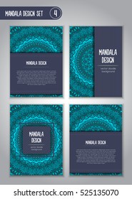 Tribal mandala design set. Vintage decorative elements. Ornamental business cards. Oriental, vector illustration. nature motifs. Doodle ornaments.