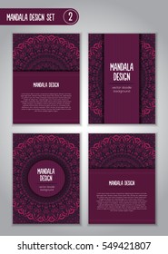 Tribal mandala design set. Vintage decorative elements. Ornamental business cards. Oriental, vector illustration. nature motifs. Doodle ornaments.