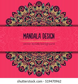 Tribal mandala design. Vintage decorative elements. Ornamental business. Oriental, vector illustration. nature motifs. Doodle ornaments.