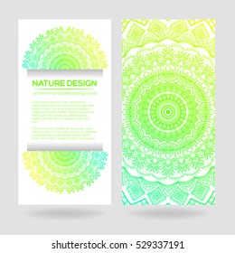 Tribal mandala design. Vintage decorative elements. Ornamental business cards. Oriental, vector illustration. nature motifs. Doodle ornaments.