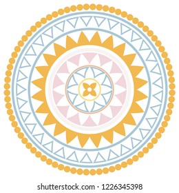 Tribal Mandala. Ornamental round element, circle isolated on white background. Geometric. Vector illustration.