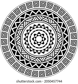 Tribal Mandala pattern, Abstract Circular Polynesian mandala, Polynesian Hawaiian tattoo style vector ornament design