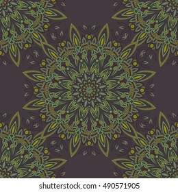 Tribal mandala pattern for printing on fabric or paper. Hand drawn background. Seamless Islam, Arabic, Indian, ottoman oriental ornament.