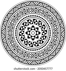 Tribal mandala, Polynesian circle tattoo style mandala, polynesian hawaiian mandala pattern vector, inspired by traditional art from Polynesia