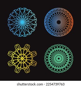 Tribal mandala set. Abstract circle vector geometric ornament. Design element for cloth, t-shirt, stickers, bags.