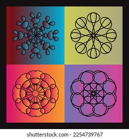 Tribal mandala set. Abstract circle vector geometric ornament. Design element for cloth, t-shirt, stickers, bags.