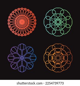 Tribal mandala Set. Abstrakter Kreis, Vektorgrafik geometrischer Ornament. Design-Element für Tuch, T-Shirt, Aufkleber, Taschen.