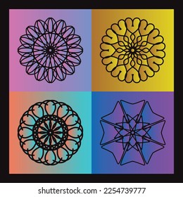 Tribal mandala set. Abstract circle vector geometric ornament. Design element for cloth, t-shirt, stickers, bags.