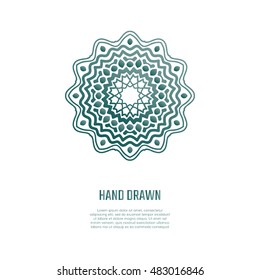 Tribal mandala shape. Ethnic logotype. Isolated hand drawn logo. Business identity concept.