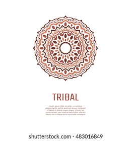 Tribal mandala shape. Ethnic logotype. Isolated hand drawn logo. Business identity concept.