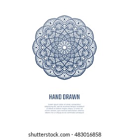 Tribal mandala shape. Ethnic logotype. Isolated hand drawn logo. Business identity concept.