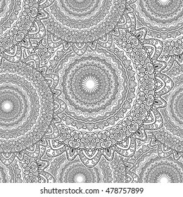 Tribal mandala vector seamless pattern. Vintage design for printing. Hand drawn background. Islam, Arabic, Indian, ottoman oriental ornament.