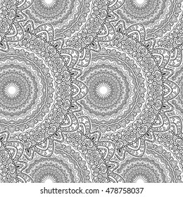 Tribal mandala vector seamless pattern. Vintage design for printing. Hand drawn background. Islam, Arabic, Indian, ottoman oriental ornament.