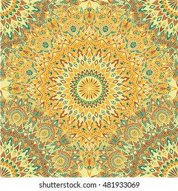 Tribal mandala vector seamless pattern. Vintage design for printing. Hand drawn background. Islam, Arabic, Indian, ottoman oriental ornament.