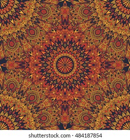 Tribal mandala vector seamless pattern. Vintage design for printing. Hand drawn background. Islam, Arabic, Indian, ottoman oriental ornament.