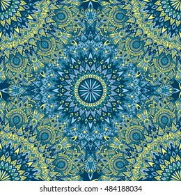 Tribal mandala vector seamless pattern. Vintage design for printing. Hand drawn background. Islam, Arabic, Indian, ottoman oriental ornament.