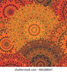 Tribal mandala vector seamless pattern. Vintage design for printing. Hand drawn background. Islam, Arabic, Indian, ottoman oriental ornament.