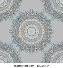 Tribal mandala vector seamless pattern. Vintage design for printing. Hand drawn background. Islam, Arabic, Indian, ottoman oriental ornament.