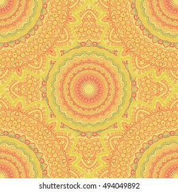 Tribal mandala vector seamless pattern. Vintage design for printing. Hand drawn background. Islam, Arabic, Indian, ottoman oriental ornament.