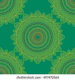 Tribal mandala vector seamless pattern. Vintage design for printing. Hand drawn background. Islam, Arabic, Indian, ottoman oriental ornament.