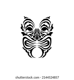 Tribal mask. Black tattoo in the style of the ancient tribes. Maori style. Vector illustration isolated on white background.