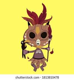tribal mask clothing illustration design for sale t-shirt poster design banner background vector