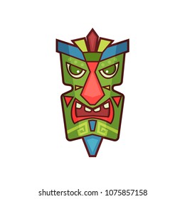 Tribal mask, colorful traditional face masque, totem symbol vector Illustration on a white background