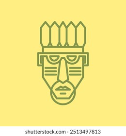 tribal mask culture face line logo design vector