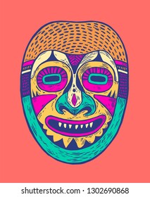 Tribal Mask Design. Drawing Style. Vector illustration.