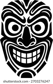 Tribal Maske Zeichnung Vektorgrafik in schwarz-weißem Design