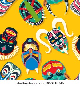 Máscara tribal de diseño vectorial étnico sin fisuras