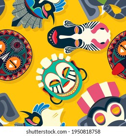 Máscara tribal de diseño vectorial étnico sin fisuras