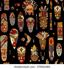 Colorful Tiki Head Design Set Stock Vector (Royalty Free) 529432522