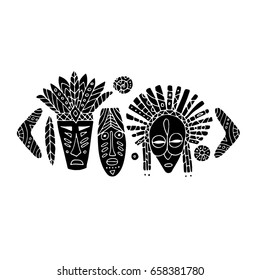 Tribal mask ethnic set, sketch for your design