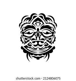 Tribal mask. Monochrome ethnic patterns. Black tattoo in Maori style. Isolated. Vector illustration.