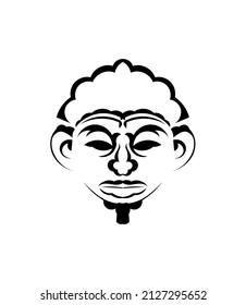 Tribal mask. Monochrome ethnic patterns. Black tattoo in the style of the ancient tribes. Isolated. Vector illustration.