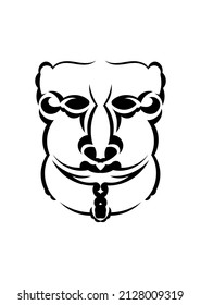 Tribal mask. Monochrome ethnic patterns. Black tattoo in the style of the ancient tribes. Isolated. Vector illustration.