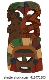 Tribal Mask Native American Aztec Inca Mayan Vector Image Snake Rat