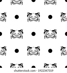 Tribal mask seamless pattern.  Traditional african and polynesian totem symbols.