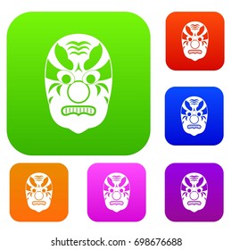 Tribal mask set icon in different colors isolated vector illustration. Premium collection