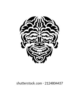 Tribal mask. Traditional totem symbol. Black tattoo in the style of the ancient tribes. Isolated on white background. Vector illustration.