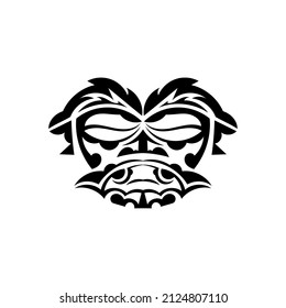 Tribal mask. Traditional totem symbol. Black tattoo in samoan style. Isolated. Vector illustration.